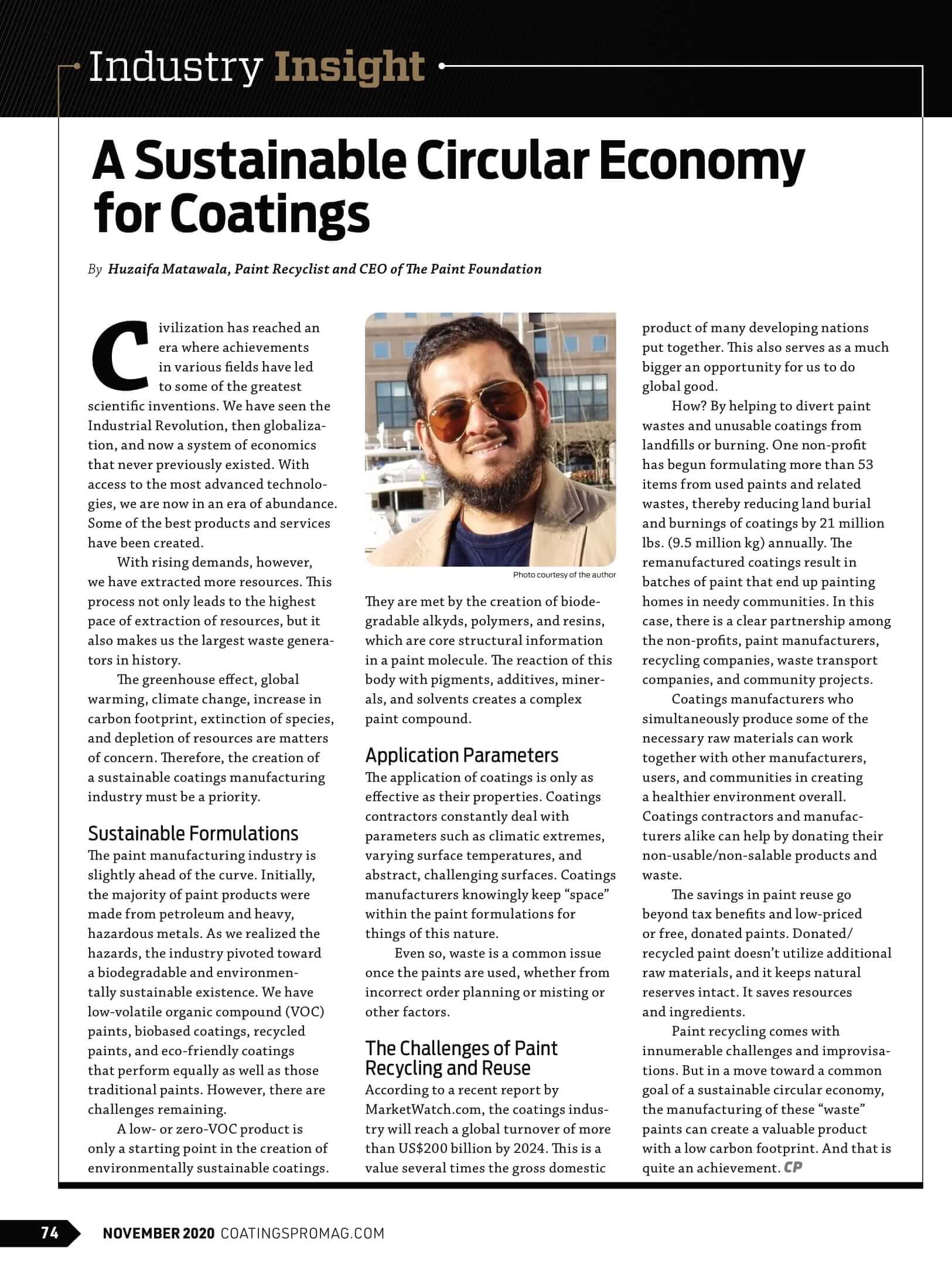 A Sustainable Circular Economy for Coatings